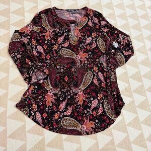 nwot CURE for Macys paisley pink keyhole long sleeve top